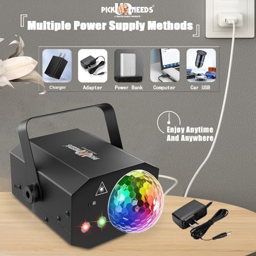 Image of Pick Ur Needs LED Party Light with Remote - Sound Activated DJ Disco Ball Light, Strobe Laser Light Projector for Home Party, Club, Wedding, Birthday, Christmas, Stage Lighting - RGB Effects