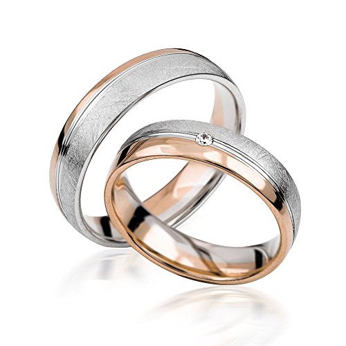 JC Trauringe Gold 585 Paarpreis Bicolor Rotgold und Weißgold I Eheringe breit 5,5 mm I Partnerringe mit Gravur in edler Schatulle I 2 Hochzeitsringe Herrenring ohne & Damenring mit Stein I C083 JC Trauringe Gold 585 Paarpreis Bicolor Rotgold und Weißgold I Eheringe breit 5,5 mm I Partnerringe mit Gravur in edler Schatulle I 2 Hochzeitsringe Herrenring ohne & Damenring mit Stein I C083