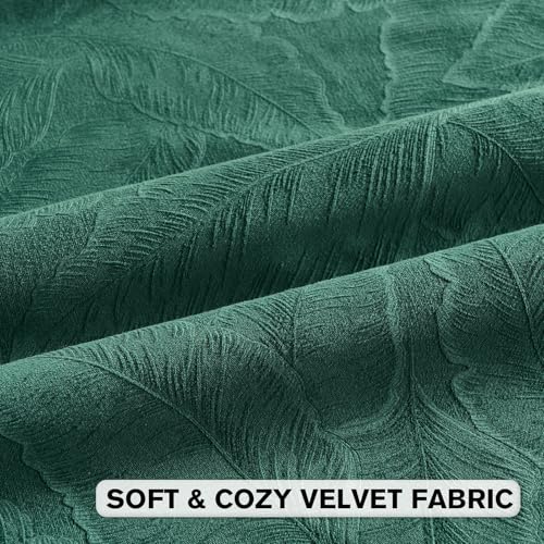 Image of FUTEI Pack of 2 Velvet Throw Pillow Covers 20x20 Inch Soft Embossed Leaf-Relief Textured Decorative Cushion Cases Modern Natural Farmhouse Accent for Couch Bed Living Room, Dark Green