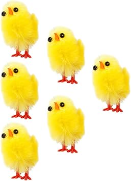 Kichvoe 6pcs Easter Mini Chick Plush Mini Chicken Chenille Chick Small Fluffy Soft Chick Easter Basket Stuffer Party Favor DIY Easter Bonnet Decoration 3Cm