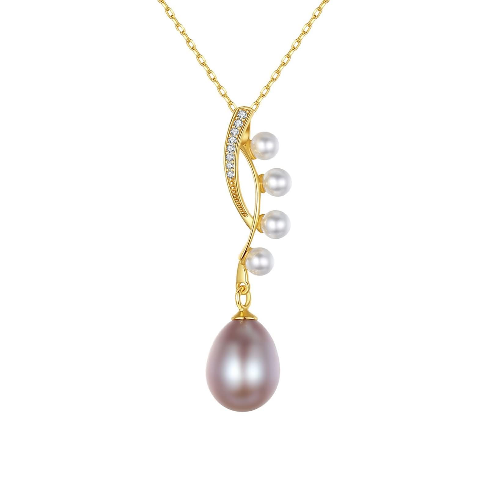 Collares Mujer de Blanco,Collares Mujer Plata de Ley 925 Perlas con Circonita Collar Colgante Mujer Blanco