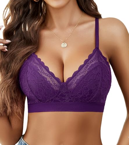 Image of Avidlove Bralettes for Women Lace Racerback Bras Wireless Unlined Bralette Comfy Bra Sexy Lingerie Tops