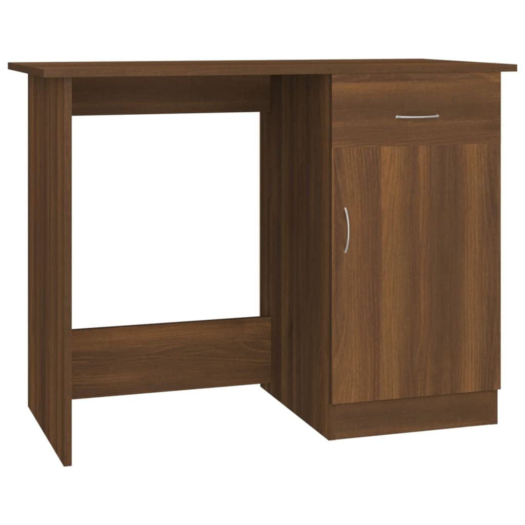 vidaXL Escritorio Cajón Mueble Oficina Dormitorio Mesa Estudio Ordenador Almacenamiento Estante de Madera Contrachapada Marrón Roble