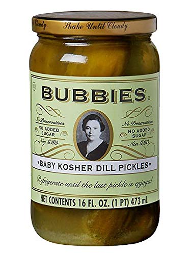 Bubbies Baby Kosher Dill Pickles, No Added Sugar, Non GMO - 16 Fl Oz | Pack of 1