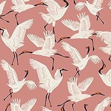 Tempaper x Novogratz Pink Family of Cranes Removable Peel and Stick Wallpaper, 20.5 in X 16.5 ft, Made in The USA