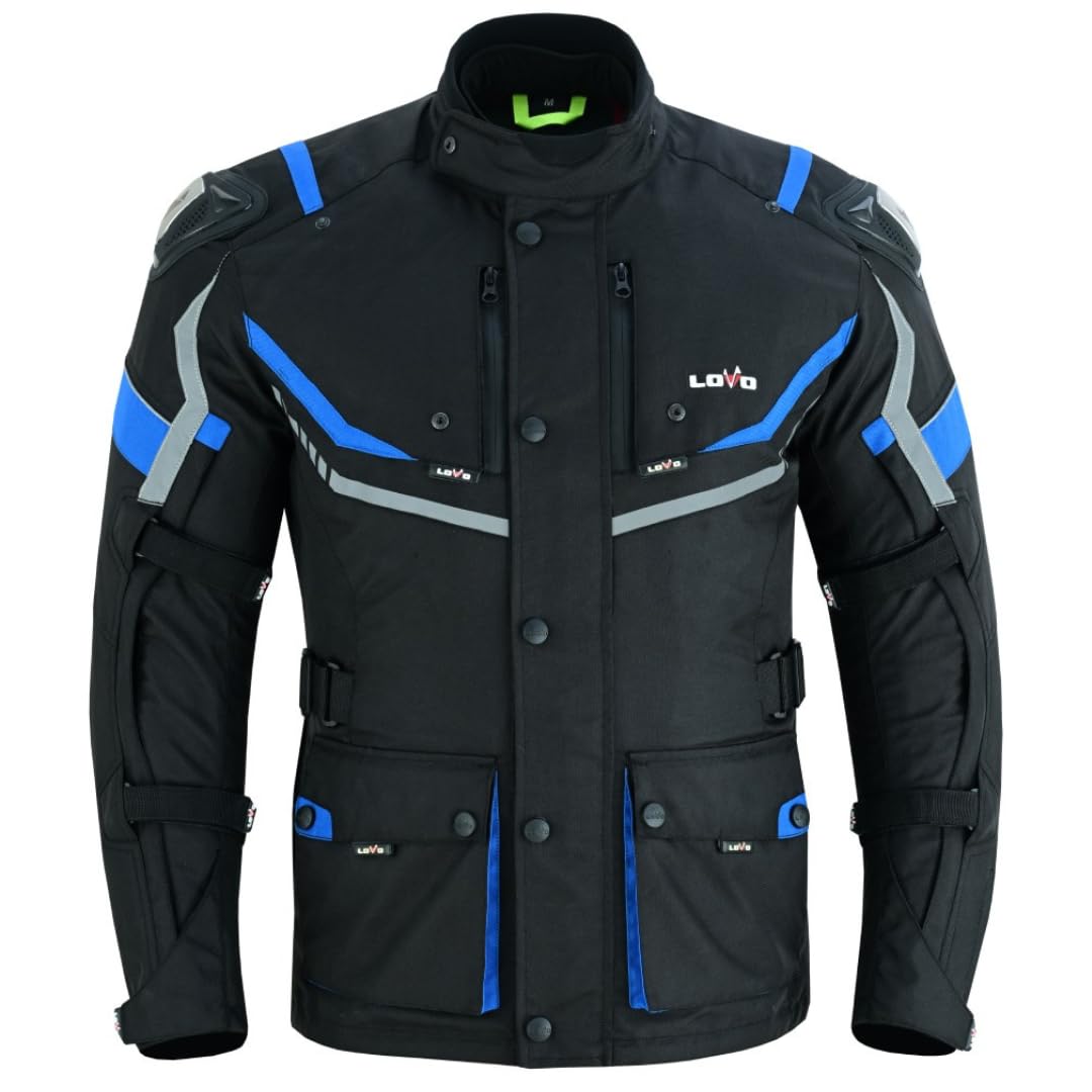 LOVO - Chaqueta Moto Tricapa 4 Estaciones Hombre - Chaqueta Moto Hombre Verano e Invierno con Protecciones Homologadas - Cazadora Moto de Longitud 3/4 - Diseñada para Todo Tipo de Clima