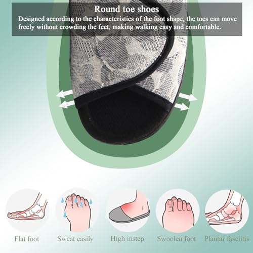 Generic Women's Extra Wide Diabetic Edema Shoes with Adjustable Closures Easy On Off, Elderly Swollen Feet Arthritis Non Slip Orthopedic Slippers3