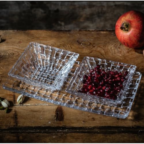 Image of Glassbunny 250ML Square Glass Dessert Bowl - Transparent Crystal Cut Glass Bowl for Ice Cream, Dry Fruits, Snacks, Salad & Serving - Elegant Multipurpose Glass Serving Bowl 6Pc