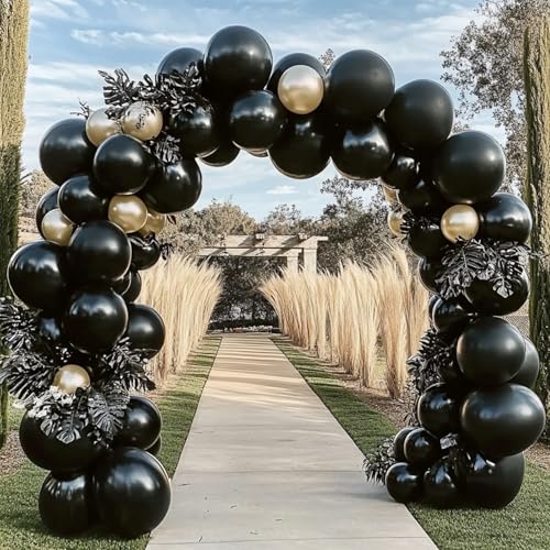 Image of 108Pcs Double Stuffed Black Balloon Garland Arch Kit