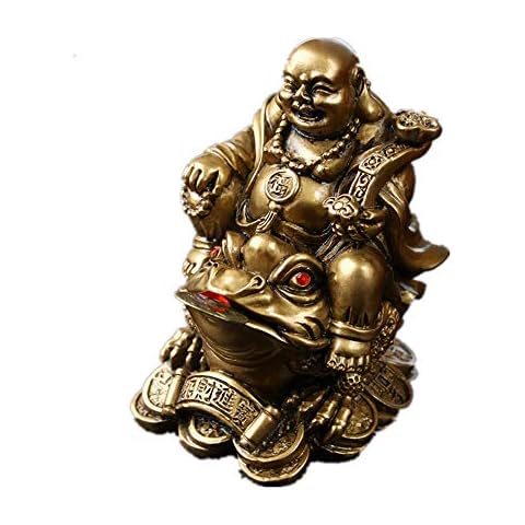 Feng Shui Estatua Buda Riendo Sit On Dinero Rana Cover