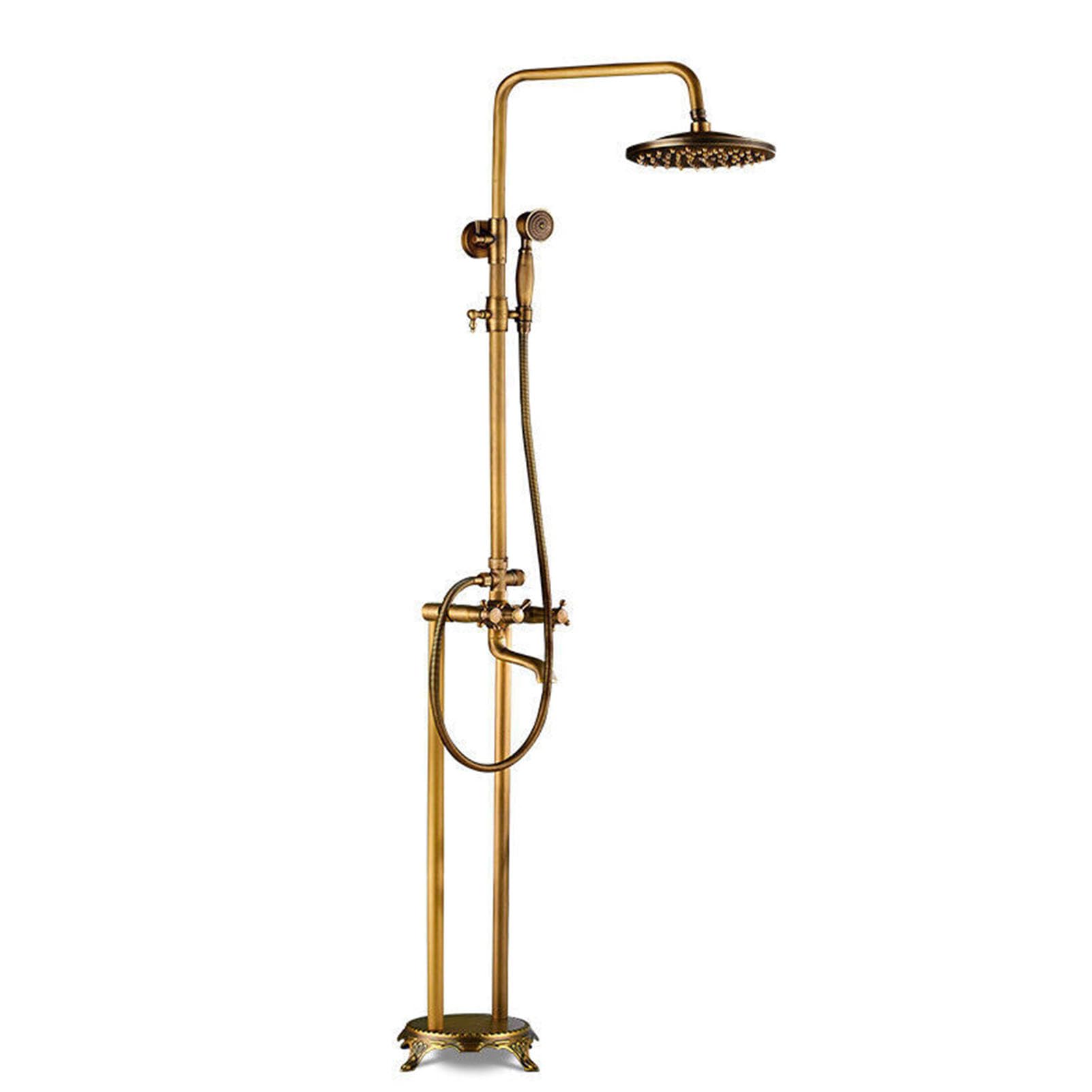 Outdoor Shower Faucet Set, Freestanding Bathtub Faucet Vintage Shower System, Bathtub Shower Faucet, Rainfall Shower Head with Hand Shower, Tub Spout, Shower Mixer Tap,Antique brass