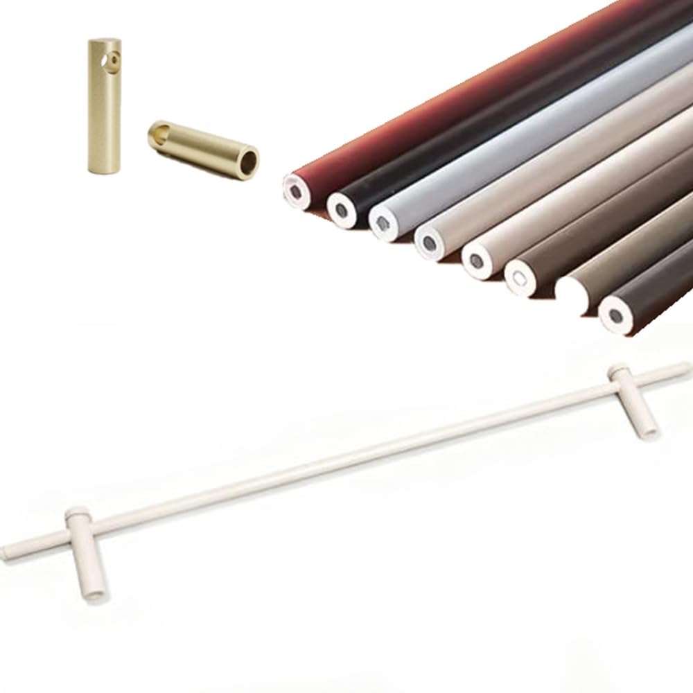 SVBVRFEEW Metal Shelf Guard Rail Decorative 8 16 24 32 40 48 In Shelf Tipping Guardrail Bar Aluminum Round Tube Wood Shelves Fence Gallery Rail For Shelves(Creamy white,110cm/43.3in)