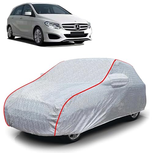 Image of Sulfar 100% Waterproof Car Body Cover Compatible with Mirror for Mercedes Benz BClass (Triple Stitched, Full Bottom Elastic, Magic Silver with Red Piping)