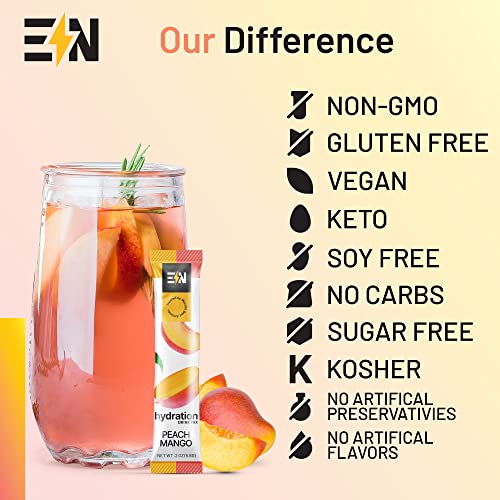 En Engineered Nutrition Electrolytes Powder Packets Single-Serving Hydration Drink Mix Sticks, Keto, Non-Gmo, No Sugar, Vegan, Soy-Free, Dairy-Free & Gluten-Free (Peach Mango, 18 Count (Pack Of 1)) #TOP1