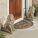 Lions at Guard Sculpture Set of 2 | Lion Statues | Outdoor Seasonal Lion Sculpture Set | Garden Backyard Yard Driveway | Weathered Sand | Realistic Lion Statues