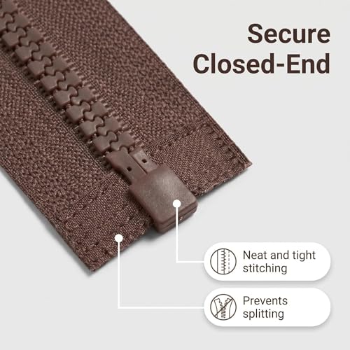Image of Sawoake 2PCS #5 37 Inch Separating Jacket Zippers for Sewing Coats Jacket Zipper Coffee Molded Plastic Zippers Bulk Tailor DIY Sewing Tools for Garment /Bags /Home Textile