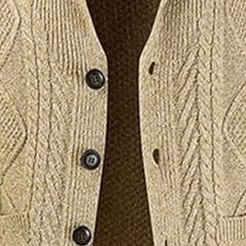 Mens Shawl Collar Cardigan Sweater Cable Knitted Button Down Sweaters Chunky Fall Winter Outwear with Pockets2