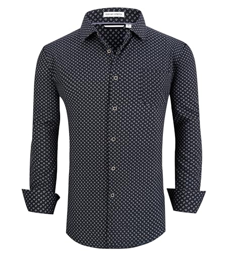 Alex Vando Mens Printed Dress Shirts Long Sleeve Regular Fit Button Down Shirt