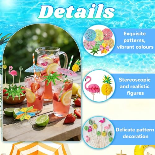 Accesorios para cóctel con sombrillas, 140 piezas miniatura 4
