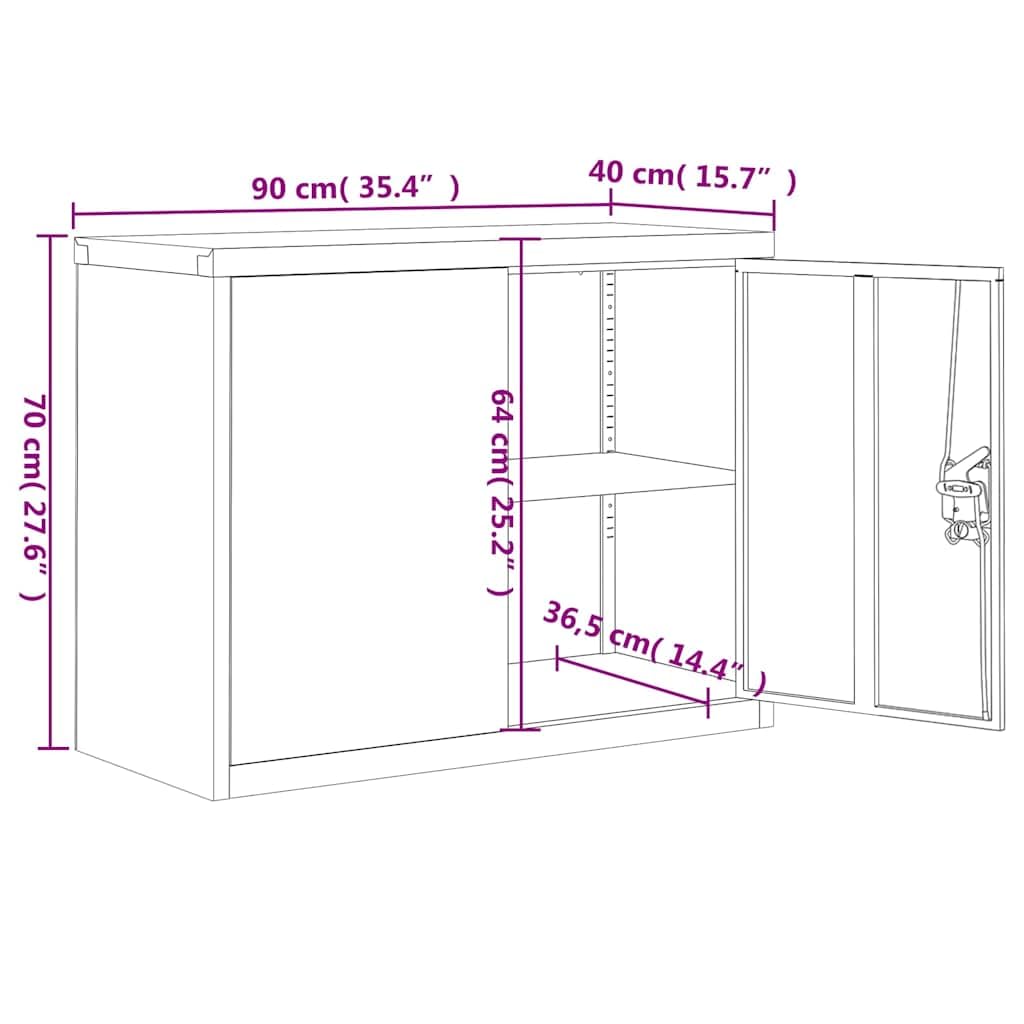 Armadio portadocumenti nero, 90 x 40 x 70 cm, in acciaio, richiudibile con 1 ripiano, armadio da ufficio per cartelle, documenti e carta, ideale per ufficio, studio, home office e archivio