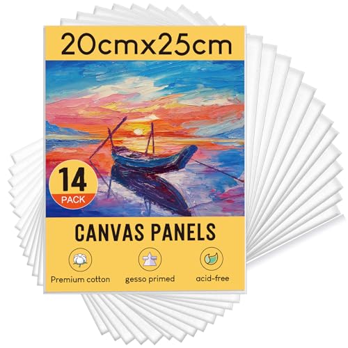STATIONERY ISLAND Canvas for Painting 14Pcs 20x25cm Small Canvas Boards 100% Cotton Acid Free Blank Canvas Panels for Acrylic Painting & Oil Paint Hobby Painters and Beginner(8 X 10)