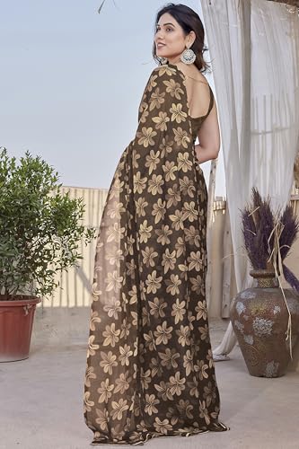 Image of MIRCHI FASHION Saree for Woman Chiffon Floral Printed | Lightweight Daily Wear Comfortable Women's Sari with Unstitched Blouse Piece (Available in 15 Designs)