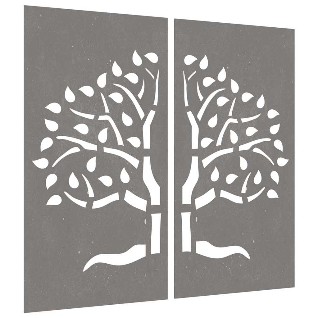 Adorno Pared jardín 2 uds Acero corten diseño árbol 105x55 cm, Casa y jardín Decoración Obras de Arte Carteles, copias y Arte Visual, Marrón, 4.43kg