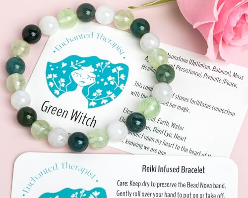 Green Witch Bracelet, Reiki Infused, Energy Bracelet, Reiki Gift, Reiki jewelry, Gemstone bracelets, Crystal bracelets2