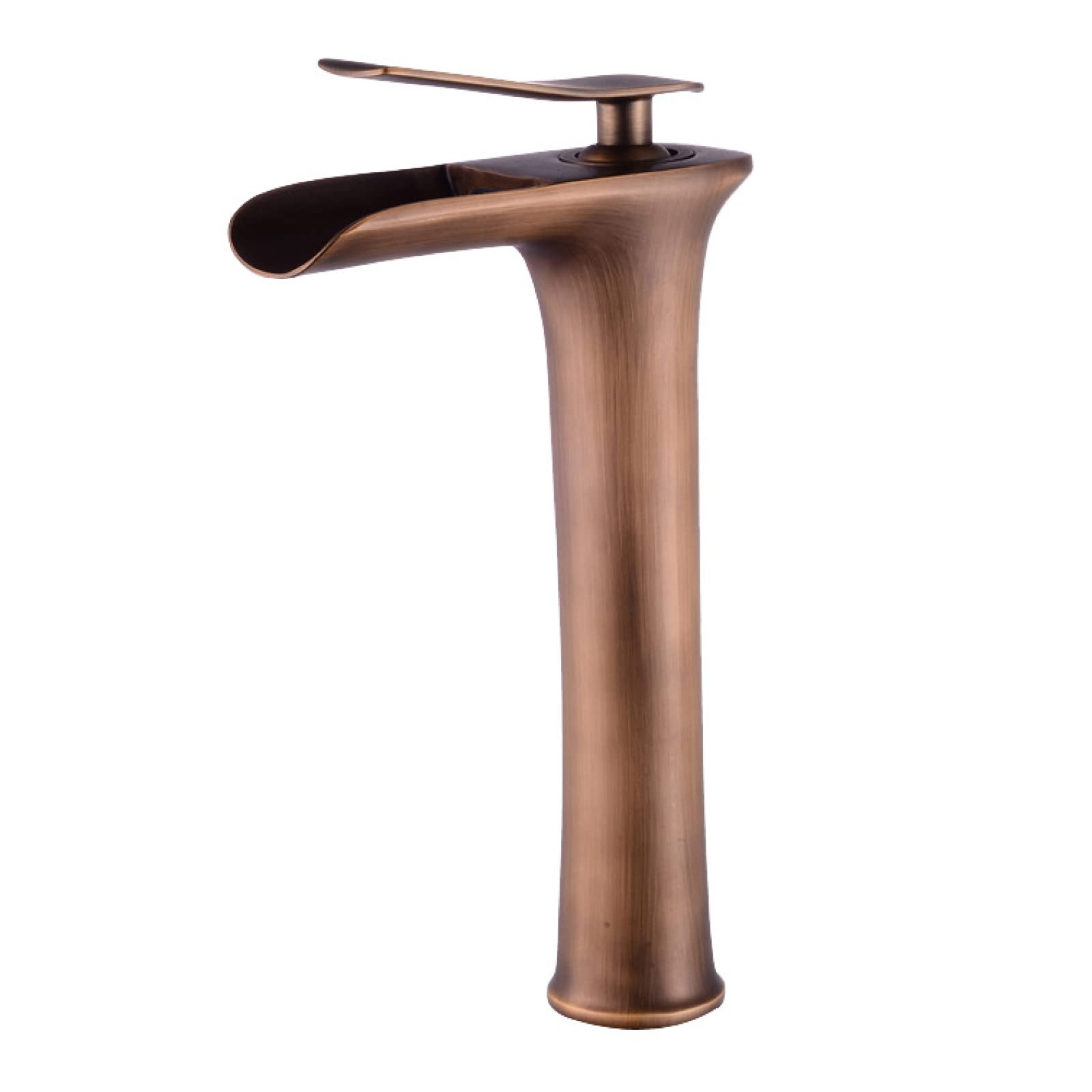ZQFHSX Bathroom Sink Faucet Waterfall, Brass, Hot and Cold Mixer Tap Faucet, Single Handle Waterfall Faucets, Gold, Short(Antique,Tall) LWX
