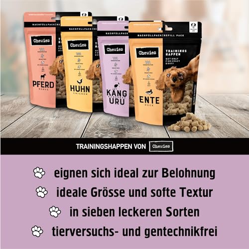 Chewies Trainings-Happen Känguru Hundeleckerli getreidefrei, Soft und ohne Zucker - Monoprotein Hunde-Leckerlis in der wiederverschließbaren Verpackung - Made in Germany (6 x 175 g)