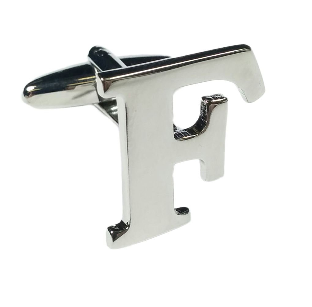 Charles William Fashion Single Letter F Alphabet Initial Cufflink Formal Business Mix & Match Silver Letter Cufflinks