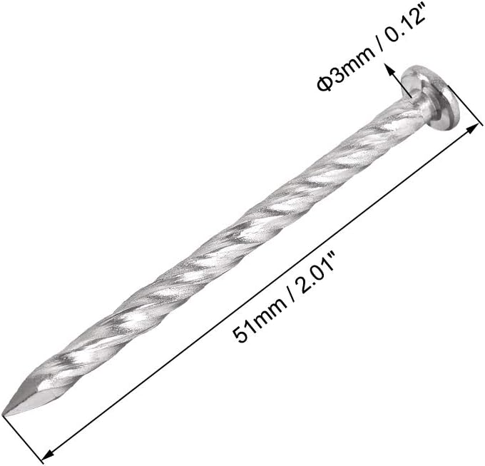 uxcell Spiral Deck Nails Stainless Steel Nail Spiral Shank 51mmx3mm(LxD), 80 Pcs