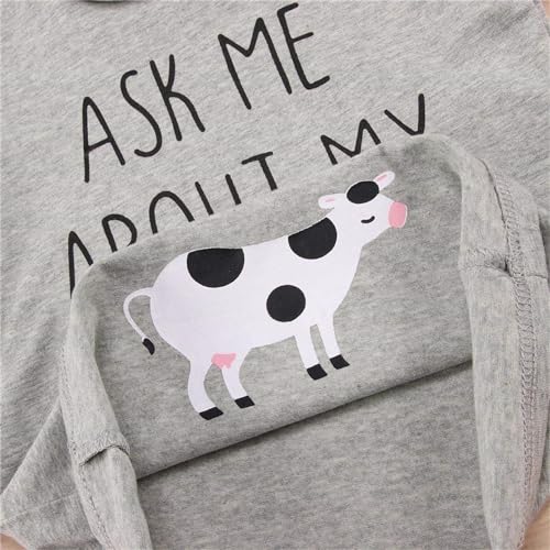 Ask Me About My Moo Cow Toddlers Boys Girls Cows Print T-Shirt Short Sleeve Tops Toddler Cow Shirt4