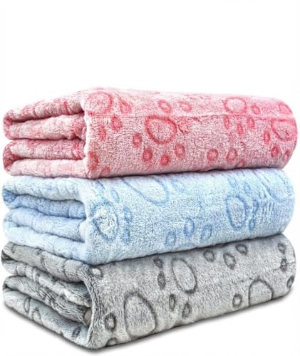 Dog Blankets for Dogs, 3 Pack Dog Blanket Washable 23" x 16", Fuzzy Soft Pet Mat Throw Cover for Kennel Crate Bed, Cute Paw Pattern, Cat Blanket, Blankets for Dogs, Pet Blanket - Image 8