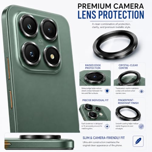 Image of ArmourPro Camera Lens Protector for Xiaomi 17 Tough HD Individual Aluminum Alloy Rings 9H Camera Cover, Scratch-Resistant,Camera Lens Protection| Black, 1 Pack