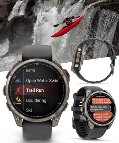Image of Garmin Fenix 8 Pro 47mm AMOLED Sapphire Premium Connected Multisport GPS Smartwatch, inReach Technology, Titanium with Graphite Silicone Band w /Black Earbuds Bundle