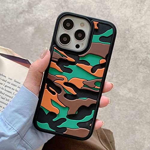 Coque iPhone 13 antichoc camouflage marron orange et étui de protection souple armure