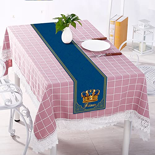 Linen 13X72'' Little Prince Table Runner Royal Boy Baby Shower Table Decoration And Supply For Home Kitchen Dinning Room #TOP3