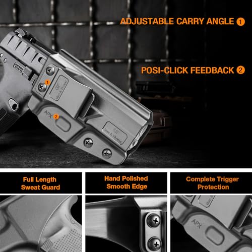 GUN & FLOWER Polymer IWB Holster Compatible with Beretta APX Full Size, Inside Waistband Concealed Carry Holster Custom Fit Beretta APX Full Size 9mm, 40, Adj. Cant & Retention, Right Hand
