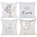 JOTOM Fodera per Cuscino Geometria Alberi Uccelli e Fiori Federa per Divano Famiglia Soggiorno Camera da Letto Decorazione, 45x45cm, Set di 4 Pezzi (Stampa a Caldo Regina)