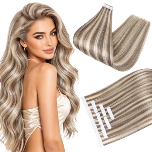Ve Sunny Tape in Hair Extensions Light Brown Highlight Blonde