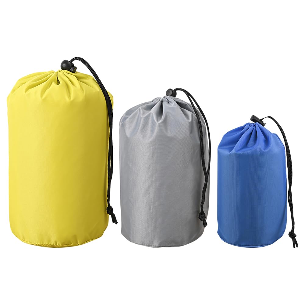 GSHLLO 3 Pcs Waterproof Stuff Sack Set Nylon Draw String Bags Outdoor Product Drawstring Sacks Portable Storage Sacks Backpacking Organizer Bags Ultralight Travel Bags for Hiking Camping