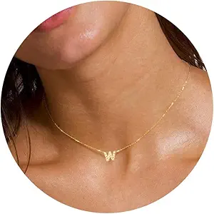 Initial Heart Necklaces for Women - Dainty Cute Necklace Small Layered 14K Gold Plated A-Z Letter CZ Pendant Trendy Satellite Chain Necklaces for Women Non Tarnish Gold Jewelry Set Gift