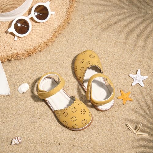 Image of ESTINE Toddler Girls Little Kids Close Toe Sandals - Flower Girl Dress Flats Summer Shoes