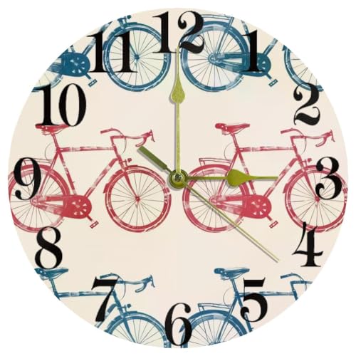 Horloge murale en forme de vélo pour cuisine et bureau au design rétro bleu