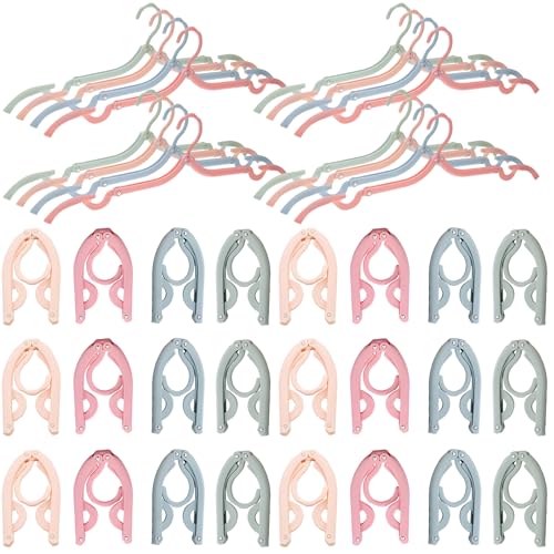 Bosreroy Compact Plastic Folding Hangers Set for Travel, 40 Pcs Lightweight Portable Hangers, Suitcase-Sized Clothes Organizers