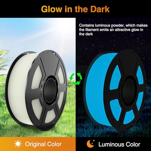 Image of Glow in The Dark PLA Filament 1.75mm 1kg(2.2lbs), Glow Blue 3D Printer Filament PLA, Low Warp & Clog-Free, Dimensional Accuracy + /- 0.03mm Fit FDM 3D Printers