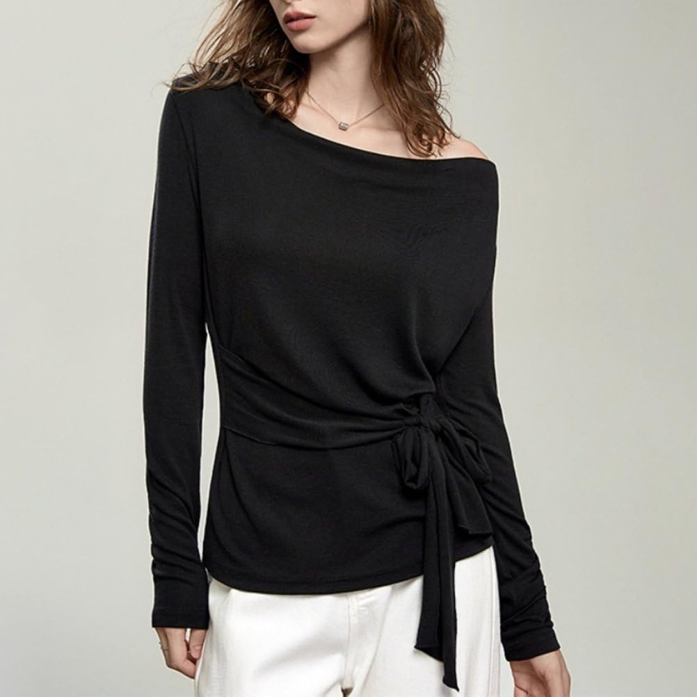 Hauts Basiques Sexy Pour Femmes À Épaules Dénudées Couleur Unie À Lacets Tenues Mode Y2K Automne