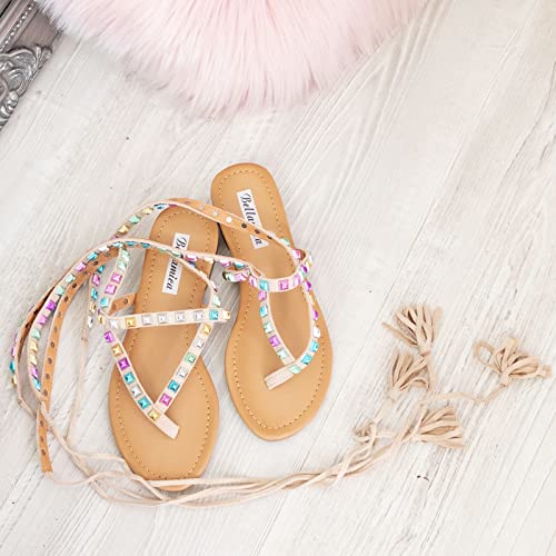 Sandales esclave à lacets Toocool plates beige style spartiate