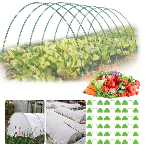 MQFORU 48 Piezas Arcos para Invernadero, 8 Juegos de Jerséis de Jardín de 8,5 Pies de Largo, Aros Invernadero Grandes, Aros De Soporte De Jardin, Aros De Invernadero para Cultivar Túneles